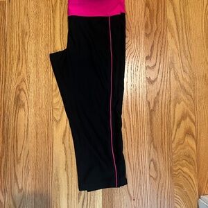 Black and Pink Athletic Pants - cropped